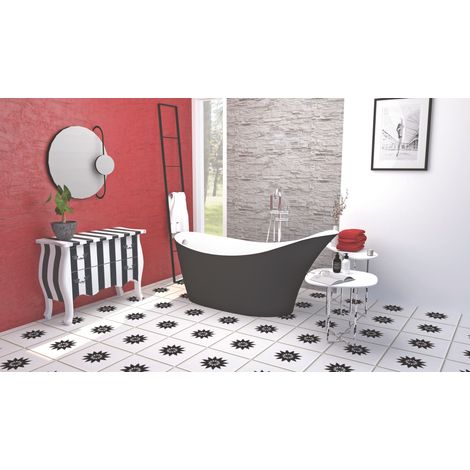 ONDEE - Bañera LALIE - Bañera isla 180x80cm - Acryl. reforzado 3mm - Negro/Blanco (1/5)