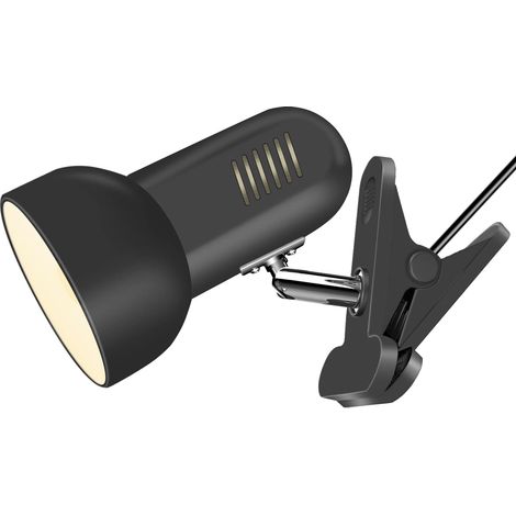 Lampe à Pince avec Douille E27, Tête Pivotante Réglable, Interrupteur, Câble 180 cm, pour Table, Chevet, Bureau, Atelier (Ampoule Non Incluse) (Noir) [Classe énergétique A] (1/5)