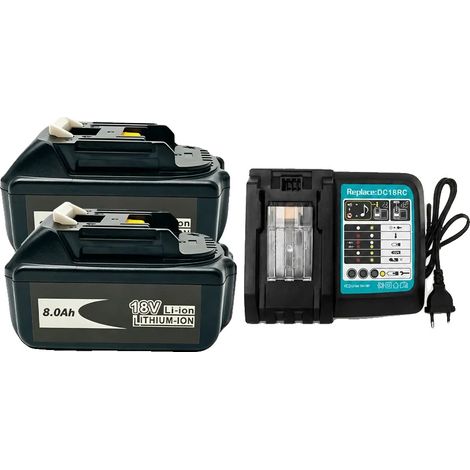 Ersatzbatterie, 8000mAh Kapazität, kompatibel mit Elektrowerkzeugen, 2X8.0Ah-Ladegerät (1/2)