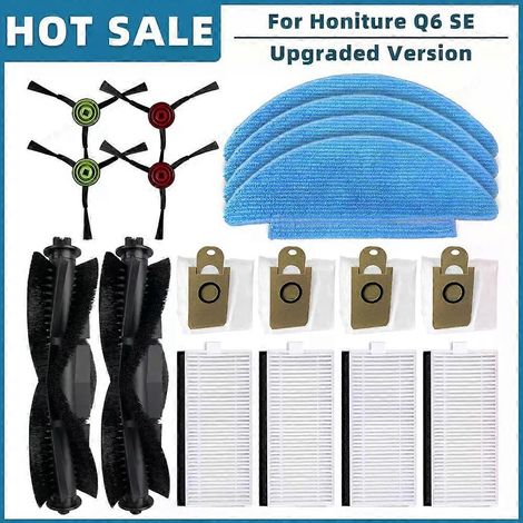S'applique aux pièces de rechange et accessoires pour aspirateur robot Honiture Q6 SE : brosse latérale principale, filtre HEPA, sac à poussière et serpillière (ensemble M). (1/5)