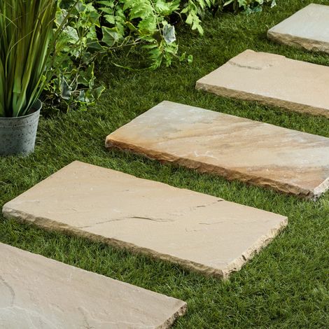Pas japonais Rectangle Grès Kandla Beige 60x30x4 cm (à l'unité) - RO'MA NATURE