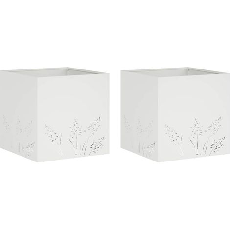 vidaXL Macetero de Jardín 2 uds. Blanco 50 x 50 x 49 cm (1/2)