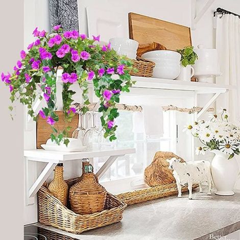 Plante artificielle - Violet - 2 bouquets - 90 cm - Décoration intérieure/extérieure - Guirlande suspendue (1/4)