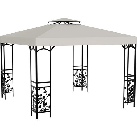 Wolketon Ersatzdach für Pavillon 3x3m Beige, Partyzelt Dach mit Dachabzug, Doppeldach Dachplane für Garten-Pavillon und Gartenzelt