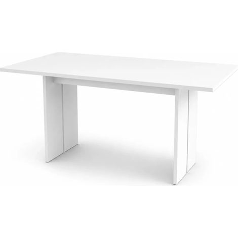 Tavolo da Pranzo 160x90 cm Bianco Lucido Rettangolare Legno Nobilitato