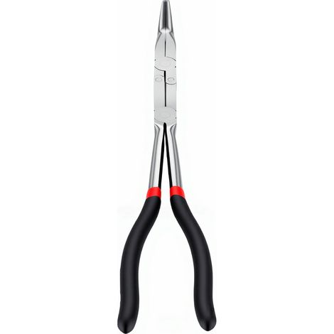 Pince à nez incurvé extra longue de 13 pouces, mécanisme à double articulation plié à 90 degrés, portée étendue avec mâchoire dentelée pour le travail dans des espaces restreints (1/5)