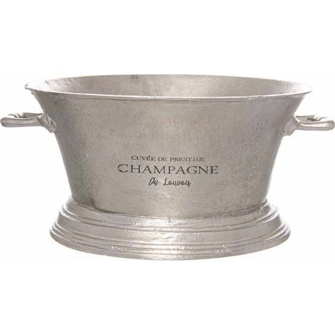 Large Antique Pewter Champagne Cooler -Ice Bucket- Metal - L35 x W48 x H23 cm - Antique Silver