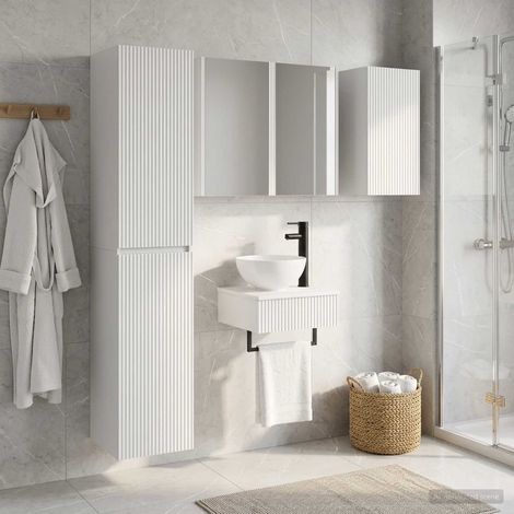 vidaXL Bathroom Furniture Set 5 pcs White Engineered Wood and Glass (1/5)
