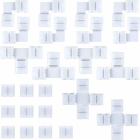 VURAHOME - 24PCS Connecteur de Bande LED Connecteur de Ruban LED Connecteurs en forme T Connecteurs en forme L Connecteur de bande lumineuse pour SMD 5050(4 forme) (1/5)