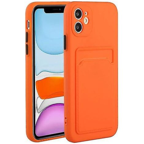 Coque de protection antichoc en TPU avec emplacement pour carte pour iPhone 12, orange (1/5)