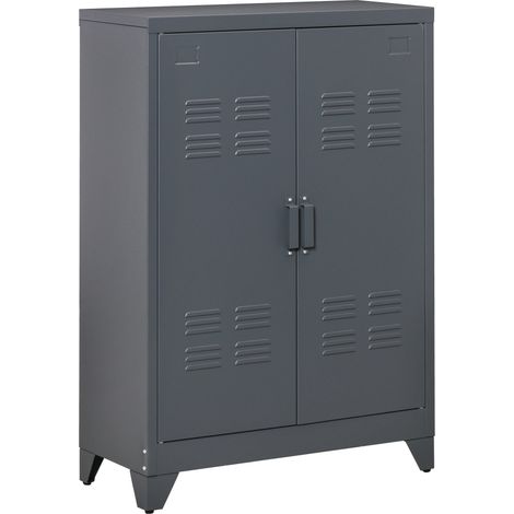 Armoire de bureau 75 x 33 x 110 cm rangement modulable étagères réglables style industriel en métal gris anthracite (1/5)