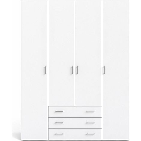 Spell Kleiderschrank 4 Türen und 3 Schubladen. Weiss.