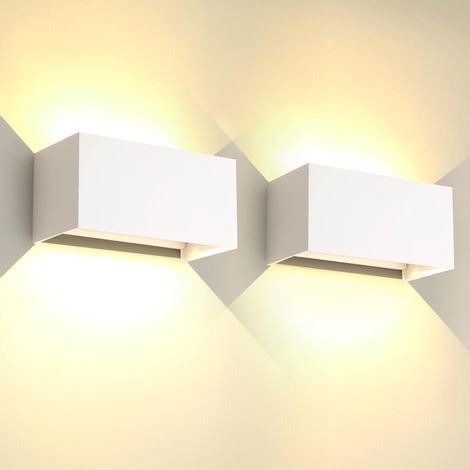 Lot de 2 appliques murales LED 24 W, éclairage extérieur et intérieur, étanches IP65, modernes, en aluminium, angle réglable, lumière blanche chaude 3 000 K [Classe énergétique E] (1/5)