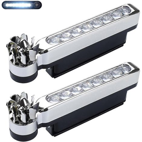 2 luces diurnas LED portátiles, alimentadas por el viento, súper brillantes, sin necesidad de fuente de alimentación externa, para coche (blancas)