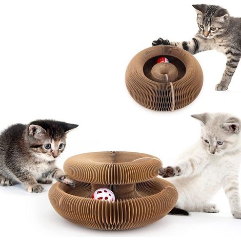 Katzenspielzeug, 2-in-1-Kratzbaum, faltbarer magischer Kratzbaum, interessantes Katzenspielzeug mit Glockenball, faltbares interaktives Katzenspielzeug. MUMU (1/4)
