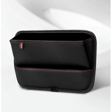 Organisateur de siège auto (noir) Boîte de rangement en cuir PU pour console centrale, comble l'espace entre le siège et le téléphone portable, clés, petits objets, intérieur de voiture (1/5)