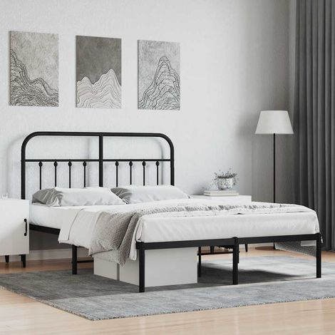 Estructura cama sin colchón con cabecero metal negro 140x190 cm (1/5)