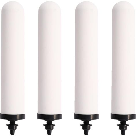 Lot de 4 Filtre à eau en céramique, Charbon actif, Diatomite frittée, 0,5 micron, Système de filtration domestique