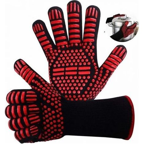 Hitzebeständige Silikonhandschuhe (800 °C) – Rutschfest und komfortabel – Lange Ärmel für optimalen Schutz – Maschinenwaschbar (1/5)