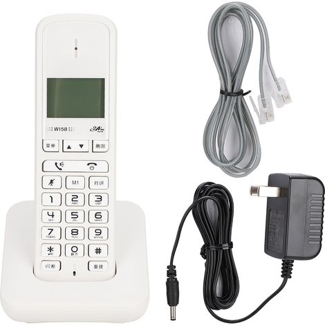 Téléphone sans fil mains libres W158 avec interphone numérique, prise US 100-240V (Blanc) (1/5)