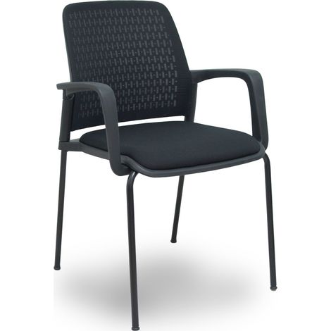 Pack 4 sillas Opti519 respaldo malla negra asiento tela negra