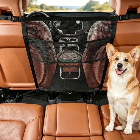 Barrière de voiture pour chien, organisateur en filet, cloison de séparation pour voiture/SUV Barrière arrière en maille pour chien - Protection contre les distractions (1/5)