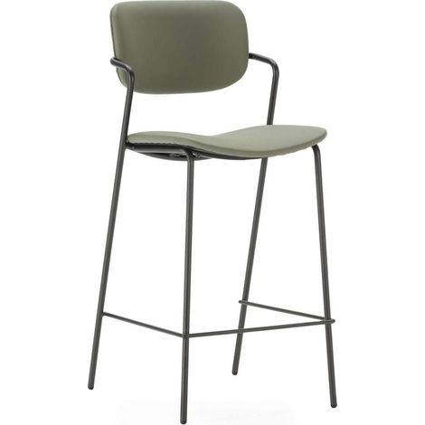 Pack de 2 taburetes modelo Maite tapizado en verde oliva, 97cm(alto) 44cm(ancho) 51cm (largo) (1/5)