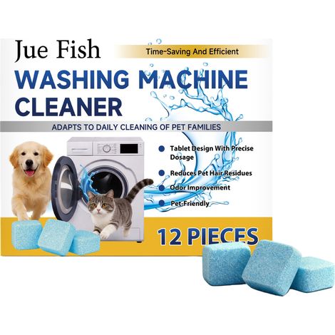 Lingettes nettoyantes pour lave-linge JUE FISH - Nettoyage quotidien pour plusieurs modèles de lave-linge, élimination des taches, des odeurs, rafraîchissement et adoucissement (12 lingettes) (1/5)