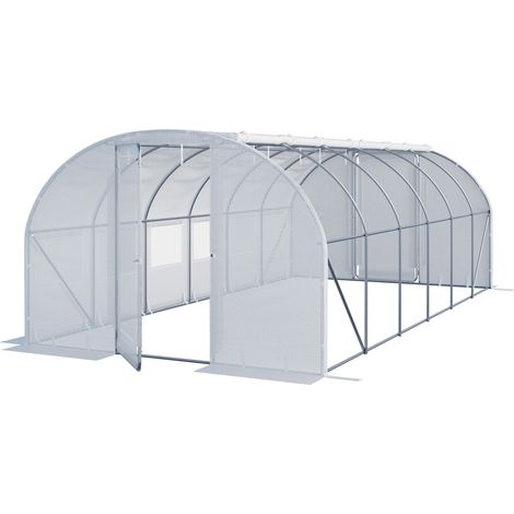 TOOLPORT Foliengewächshaus Gewächshaus 3x6m Premium mit schwenkbarer Türkonstruktion PE-Plane 180 g/m² weiß transparent