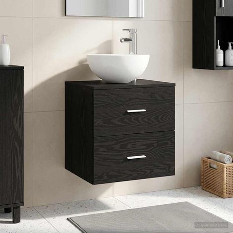 vidaXL Mobile Lavabo da Parete Rovere Nero 49,5 x 41 x 64,5 cm