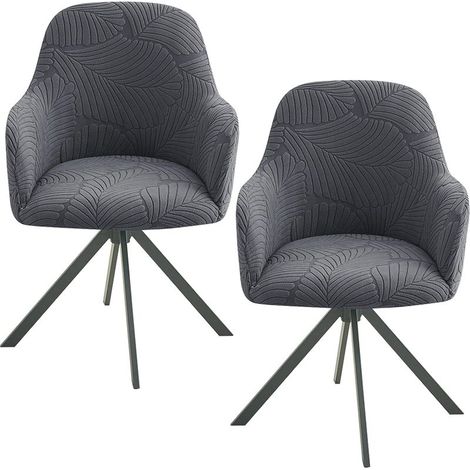 Lot de 2 Housses de Chaise avec Accoudoirs Extensibles, Housses de Chaise de Salle à Manger Jacquard Lavables Amovibles, Couvre-Chaise Élastique Antidérapant pour Cuisine, Salon, Bureau, Restaurant (1/5)