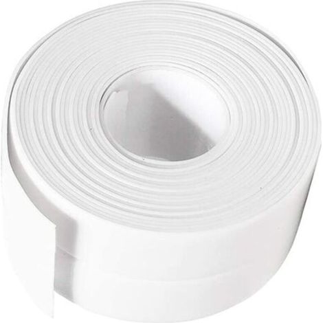 Joint Silicone Blanc Salle de Bain, Ruban d'étanchéité,Bande Etancheite Autocollanteétanche PE pour Baignoire,Douche,Toilettes,Cuisine,Evier,Sol,Mur,Coin de Protection-Blanc