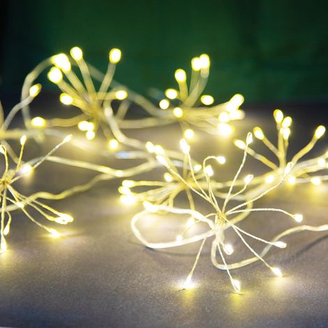 Guirlande lumineuse LED 2 m pour intérieur Lumières de feu d'artifice d'éclat d'étoile de groupe pour Noël, décorations de chambre à coucher, mariage (1/5)