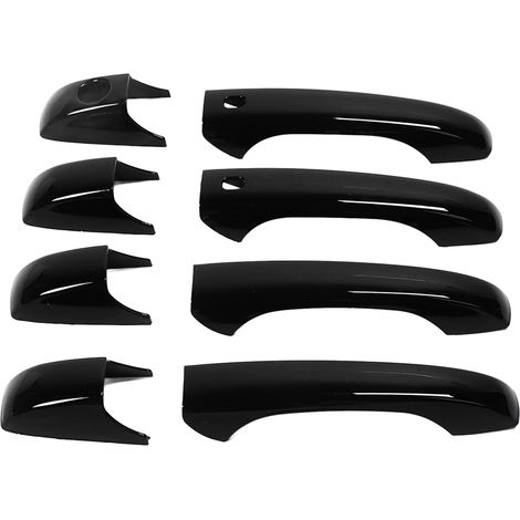 8pcs Poignées de Porte Noires Brillantes Caches Décoratifs Garnitures Compatibles Jeep Patriot Grand Cherokee Durango (1/5)