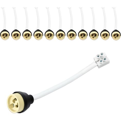 Lot de 12 Douille GU10 avec Bornier à Vis, Câble Silicone 15cm (1/5)