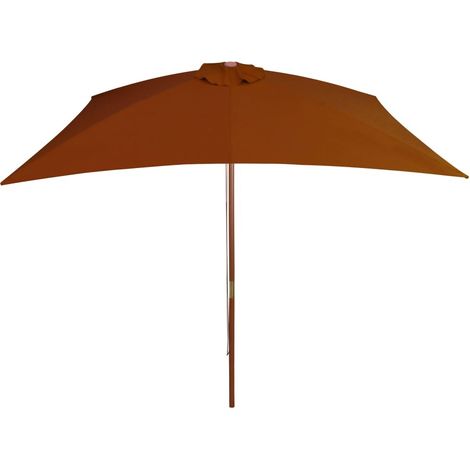 Grand Parasol Rectangle 300 X 200 X 250 cm Beige Foncé. Poteau en bois. Raffinement et Ombre Terrasse et Jardin (1/5)