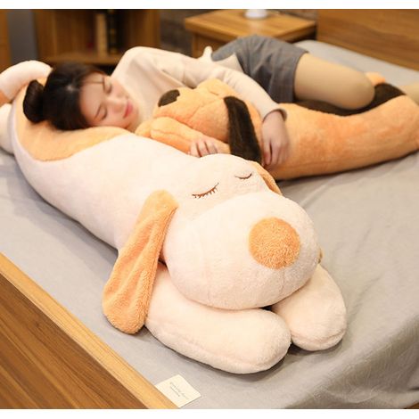 Adorable peluche chien, unisexe, oreiller de sommeil, grand oreiller pour poupée, blanc cassé, 60 cm (1/5)