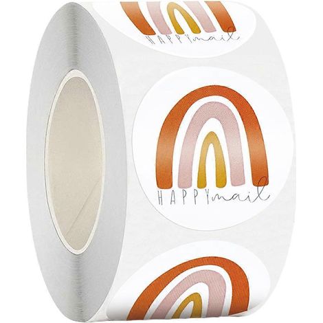 500 autocollants ronds arc-en-ciel "Happy Mail" 1,5 pouces pour sacs et cartes - lot de 500 (1/4)