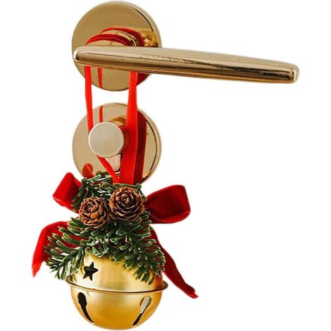 Pendentif élégant en velours avec nœud papillon et clochettes en forme de pomme de pin - Charmant petit ornement pour sapin de Noël et décoration de maison pour les fêtes. (1/5)