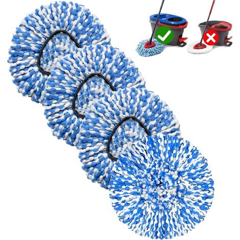 Lot de 4 têtes de rechange pour balai essoreur RinseClean à 2 réservoirs - Têtes de rechange en microfibre douce, lavables en machine, faciles à remplacer (1/5)