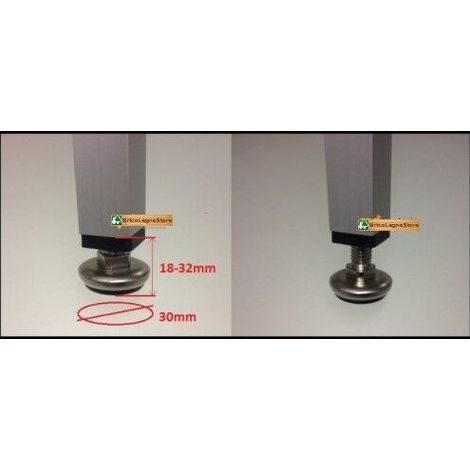 Profilo alluminio per scaffali e strutture modulari componibili dimensione disponibile: coppia piedi regolabili per profilo 20