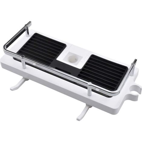 Étagère de Douche, Étagère Douche sans PerçAge, Etagere Telescopique Douche Plastique, Support de Douche avec 2 Crochets, pour 20-25mm Rail de Douche