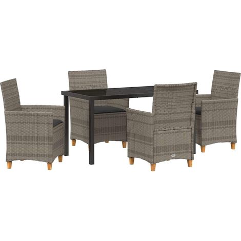 Maison Exclusive - Set da Pranzo per Giardino 5 pcs Grigio polyrattan (1/5)