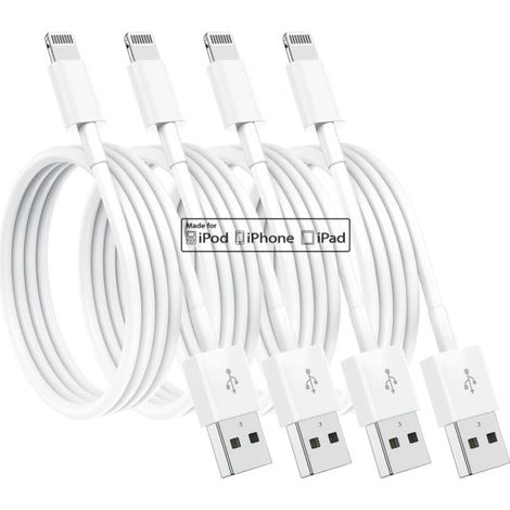 4er-Pack MFi-zertifizierte 2 m Lightning-Ladekabel, kompatibel mit iPhone, Schnellladefunktion, robustes Nylonkabel, kompatibel mit iPhone 11/12/13/14 (1/5)
