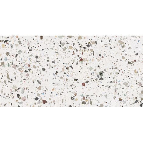 Carrelage sol et mur effet Terrazzo poli Gemme blanc 60x120 cm - Réflex boutique