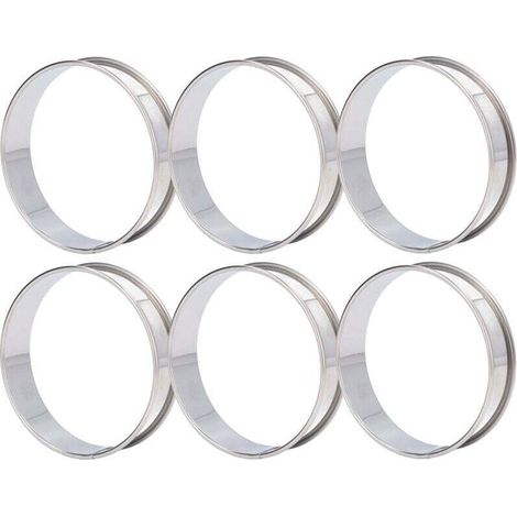 AMXCNOY 6er-Set Crumpet-Ringe mit leichtem Auslösen, doppelt voluminös, Edelstahl, für English Muffins, zum Backen von Speisen zu Hause, 10 cm / 3,9 Zoll (1/4)