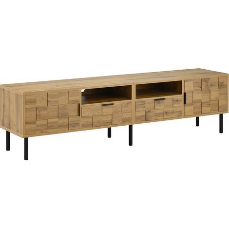 Mobile TV 160 cm con 2 porte 2 cassetti e 2 vani finitura effetto legno naturale (1/5)