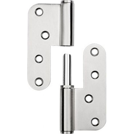 Verdicktes Bogenscharnier aus Edelstahl für schwere Stahltüren, abgerundetes Toilettenscharnier, L-förmiges abnehmbares Scharnier, 100 x 90 x 2,8 mm, links (1 Stück) MUMU