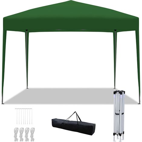 TolleTour Carpa de jardín plegable impermeable de 3 x 3 m, con altura ajustable, color verde (1/5)
