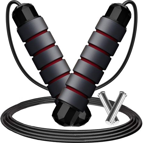 Weighted Steel Cable Jump Rope — Red & Black Total Weight: 420g 3m 5mm (1/5)